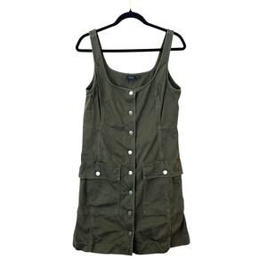 GAP 100% Cotton Denim Button Down Short Dress w/ Pockets Summer Green - Medium